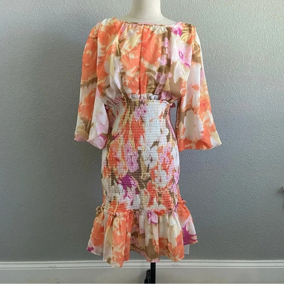 Rachel Parcell Smocked Floral Spring Fling Smocked Dress Size XS NWOT - Picture 2 of 8